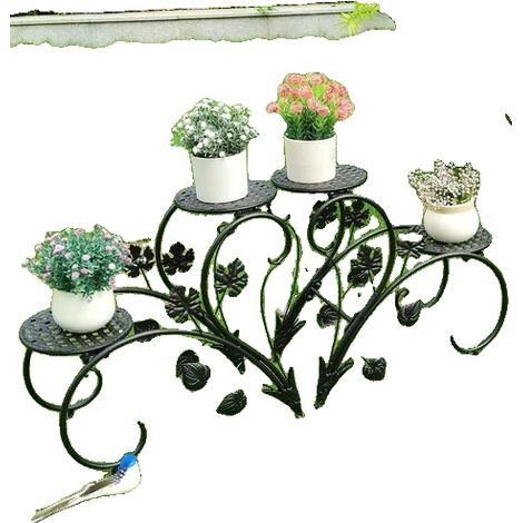 Support de Plantes, Design à 4 Niveaux, Construction Métallique Durable, Noir (1/2)