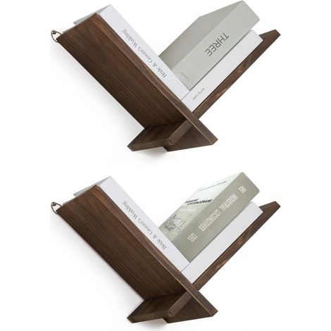 Lntyq éTagèRe Murale en Bois éTagèRe Murale Vintage Petite éTagèRe Murale en Forme De V pour éTude De Livre Chambre Salon DéCoration Lot De 2