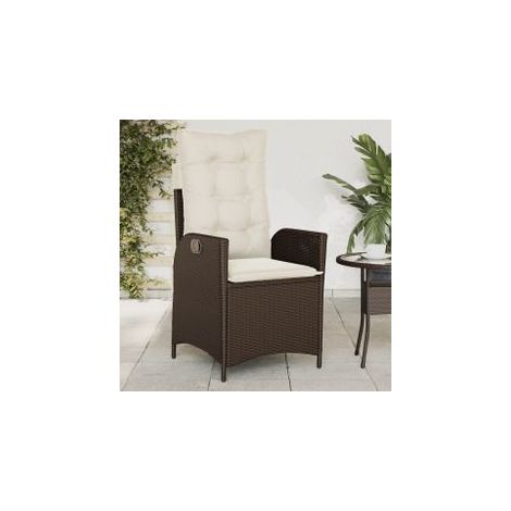 Chaise inclinable de jardin avec coussins marron résine tressée (1/5)