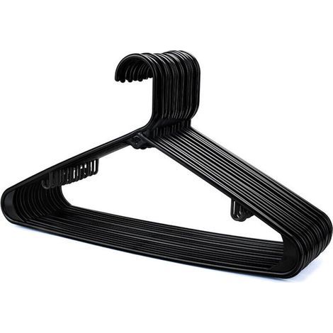 Cintres en Plastique Noir - Lot de 20, Cintres pour Portemanteaux, Armoire et Placard Solides, Cintre Robuste avec Barre Porte-Pantalons et Pinces, Gain de Place, Largeur 40 cm (1/5)