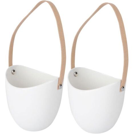 Nazalus-Vente 2 Pièces Garniture De Rembourrage Plante Plantes Vertes Bassin Suspendu Pot De Chlorophytum Pot De Fleur Panier Suspendu Porte-Plante Suspendu Porcelaine Blanche Pot De Fleur (1/5)