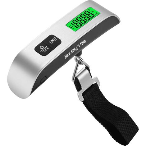 Set of 2 Digital Travel Luggage Scales - High Precision Electronic Luggage Scales 50kg / 110lb - Backlit LCD Screen - Portable and Non-Slip - Black (1/5)