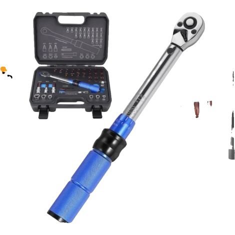 Llave dinamométrica, tamaño de vaso de 1/4 de pulgada, rango de torque de 5 a 25 Nm, longitud de 250 mm, diseño ligero, calibración de precisión de ±3%. (1/5)