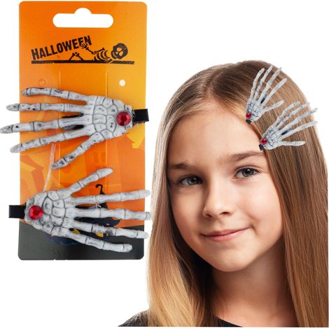 Haarspangen, Halloween-Dekorationen, Kostümaccessoire, Totenkopfmuster, Skelett, 2er-Set. (1/5)