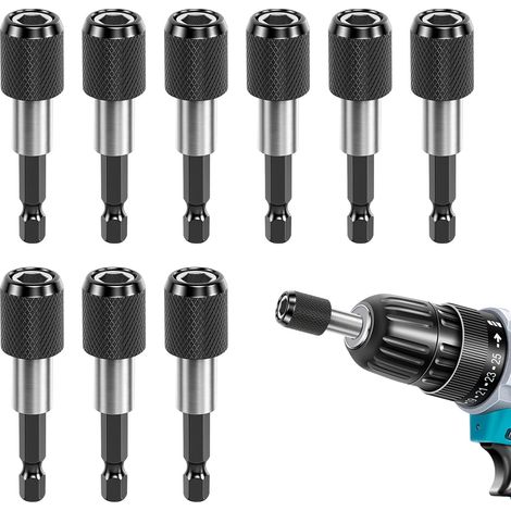Lot de 9 porte-embouts magnétiques à changement rapide avec porte-embout magnétique 1/4" (60 mm), support d'embout magnétique pour perceuses et tournevis (1/5)