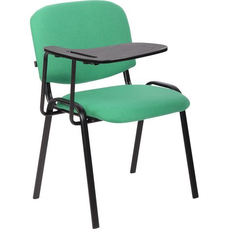 Poltrona visitatore attesa con tavolino pieghevole in tessuto verde, base a 4 gambe in metallo 100002770