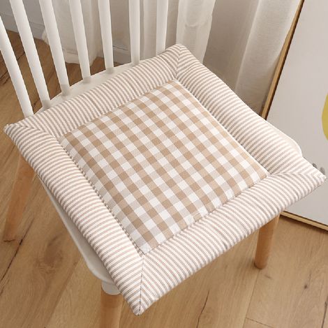 Coussin d'assise/de sol respirant en coton-lin pour un galbe harmonieux des hanches, idéal pour la maison, le bureau et les chaises de salle à manger - marron clair. (1/4)