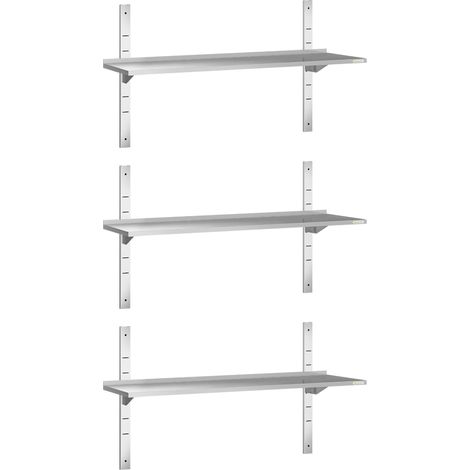 Lot de 3 étagères murales inox 1400 x 300 mm PREMIUM - GOLDINOX (1/4)