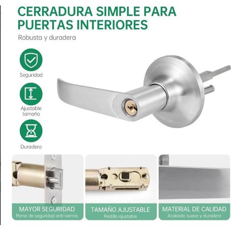 Serrure de porte à poignée à trois barres de 30 à 50 mm, serrure en alliage d'aluminium, serrure en PVC pour salle de bain (1/5)
