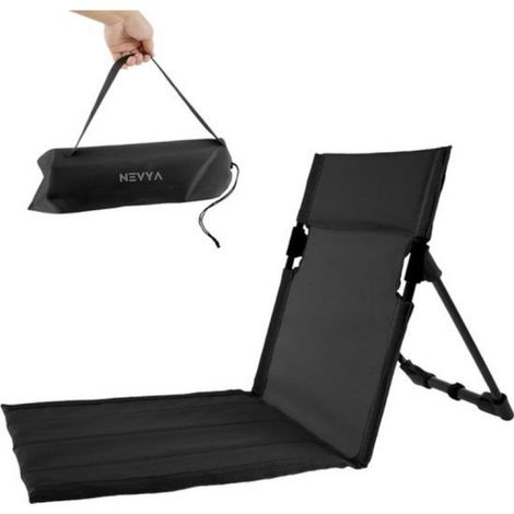 Chaise de sol pliante Nevya - chaise de camping - chaise de plage - légère - noire (1/5)
