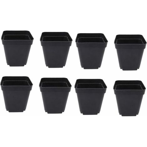 Confezione da 50 secchi neri per piantine - Fioriere quadrate in plastica - Piccole fioriere per interni ed esterni (nero/6,5 x 5 x 6,5 cm) (1/4)