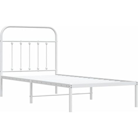 Estructura cama sin colchón con cabecero metal blanco 90x190 cm vidaXL (1/6)