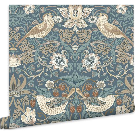 William Morris At Home Vliestapete Strawberry Thief Blau 10mx52cm (1/5)