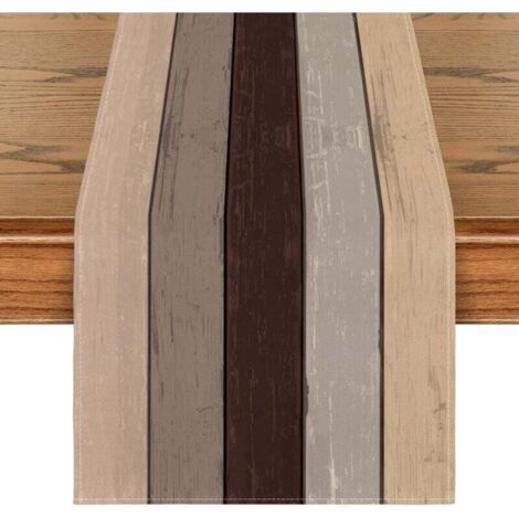 Chemin de table d'automne - Antique - Bois rustique - Décoration saisonnière de table de cuisine en intérieur, décor de fête/vacances - 33x 120 cm (1/4)