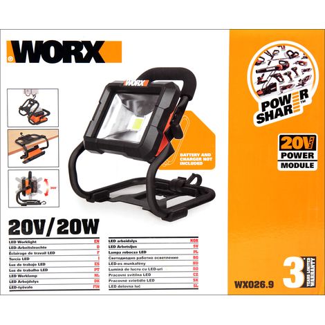 WORX WX026.9 Akku-Baustrahler 20V schwenkbar Solo LED Lampe"-"178470391 (1/2)