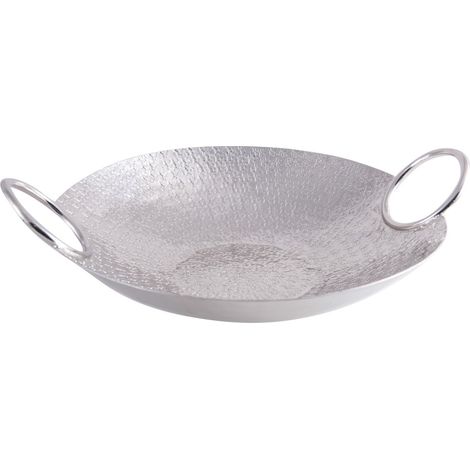 Coupe à Fruits et Corbeille de Table Design en Aluminium Argenté 33 x 33 x 10,5 cm - PANGIVO (1/2)