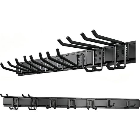 Supports Garage Support Mural Robuste  Support Métallique Pour Crochets Rangement Garage Pour Intérieur Maison Cuisine Abri Jardin Outils Échelle Tuyau Pelle Balai (1/5)