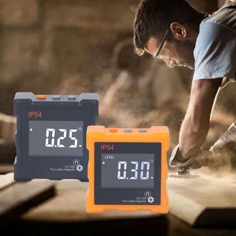 IP54 digitaler Neigungsmesser, Winkelmesser, LCD-Bildschirm, Neigungs- und Höhenmesser, Winkelmesser mit vierseitigen Magneten (orange) (1/5)