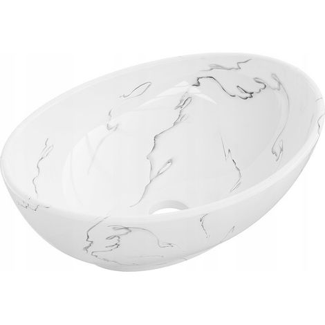 Lavabo cerámico sobre encimera, 40,5x33x14 cm, Blanco