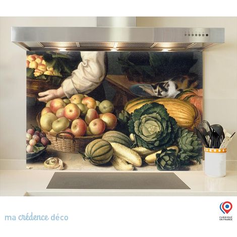 Fond de hotte : Louise Moïllon, La Marchande de fruits et légumes - Verre trempé - 90 cm - 60 cm (1/5)