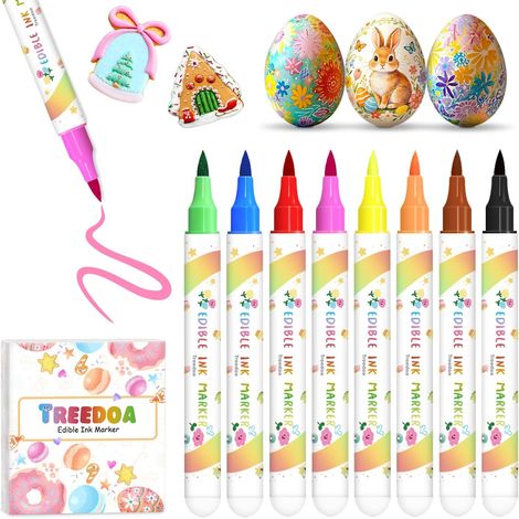 Stylo Colorant Alimentaire à Pointe Pinceau Souple et Flexible 8 Couleurs (1/5)