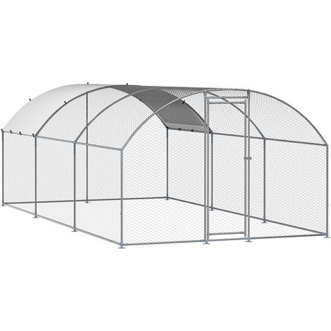 Mophorn Gallinero de metal 3 x 6 x 2 m, corral espacioso para aves con cubierta, estructura con techo inclinado y cerradura segura para patos, conejos y otras aves domésticas (1/5)