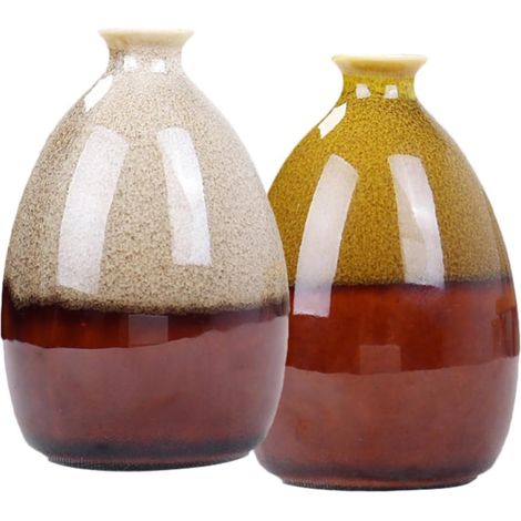 Lot de 2 Vases en Céramique Simples et Décoratifs pour Fleurs et Plantes, Design Artistique et Élégant, Décoration Maison (1/5)
