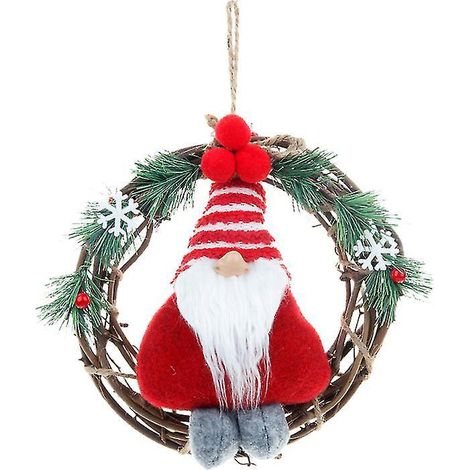 Couronne de Noël avec gnome (1 pièce)