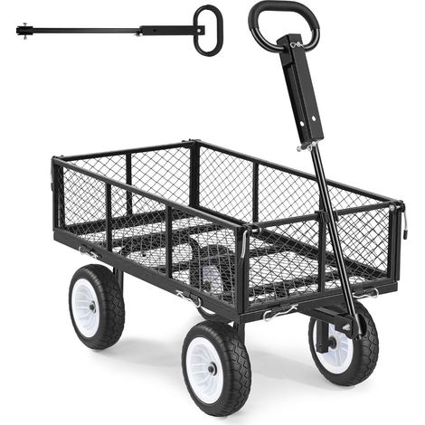 Chariot de jardin en acier 408 kg, pneus de 25 cm, poignée réglable, panneaux latéraux amovibles, VTT et tracteur, entrepôt (1/5)