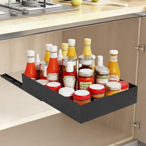 Tiroir Coulissant Cuisine Adhesif Telescopique, Plateau Cuisine, Panier Rangement Extensible Placard Cuisines - (1/5)