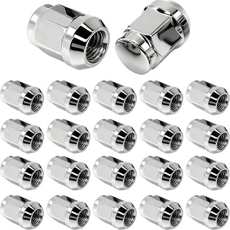 20 x écrous de roue M14x1,5, écrou de roue, vis chromées, capuchons fermés à cône, capuchons d'écrou de roue - Argent (Hauteur 35mm) (1/5)