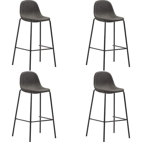 vidaXL Chaises de bar lot de 4 gris foncé tissu (1/5)
