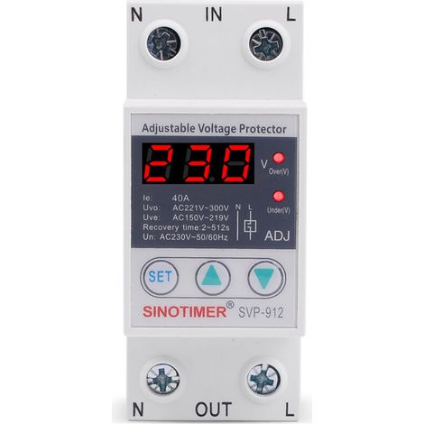 Régulateur De Tension 230v.Relais De Protection De Tension.230 V Sous Protection Contre Les Surtensions Relais De Protection De Récupération Réglable Voltmètre Svp-912(63a)