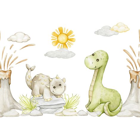 Papier peint panoramique Enfants - Dinosaures - 130 cm x 91 cm (1/2)