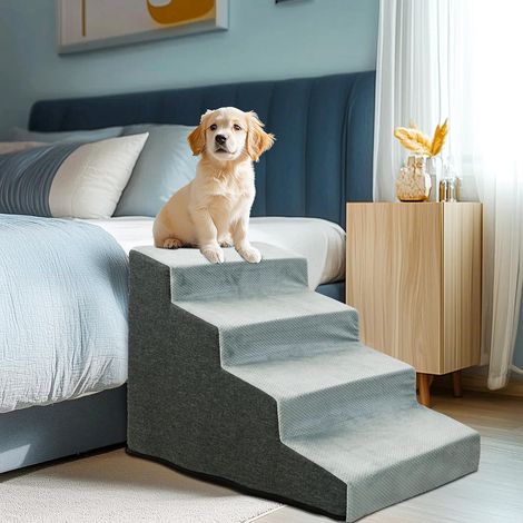 Escaliers pour Chiens à 4 Marches en Éponge Haute Densité, Rampe pour Chien et Chat Antidérapant avec Housse Amovible - Escalier Large pour Animaux de Compagnie Agés 39x76.5x49.5cm (1/5)