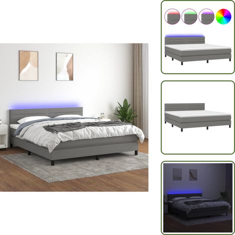 Boxspringbett mit Matratze & LED Dunkelgrau 180x200 cm Stoff - Boxspringbett - Doppelbett - Schlafsofa - Bettauflage - Lattenrost (1/5)