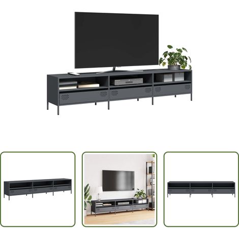 Schrank - TV-Schrank Anthrazit 202x39x43,5 cm Kaltgewalzter Stahl (1/5)