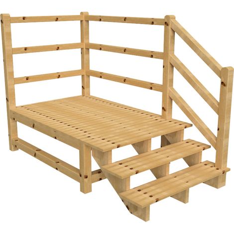 MILANO Außentreppe 3 Stufen H54 cm - Podest L189 x B120 cm - Treppengeländer rechts - Podestgeländer rechts und hinten
