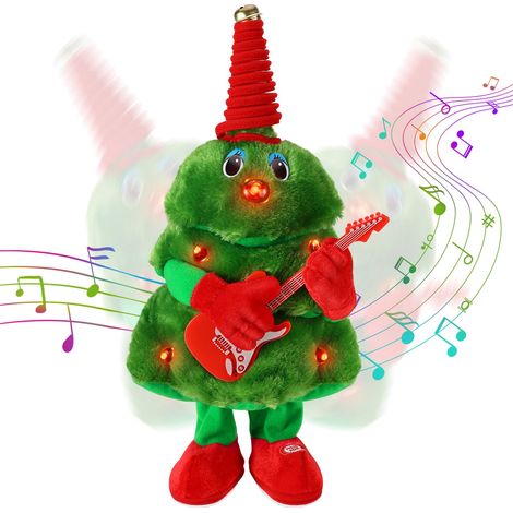 Tanzender und singender Weihnachtsbaum (43 cm), animiertes Plüschtier mit Musik und LEDs, musikalisches Weihnachtsspielzeug für Kinder, festliche Leuchtdekoration, elektronisches Puppengeschenk (1/4)