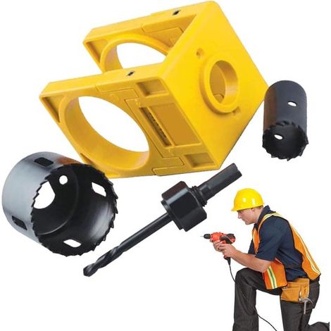 Kit de instalación de cerradura de puerta，Herramienta de montaje de cerradura，Modelo de guía ajustable，165 x 18 x 7 cm，Amarillo (1/5)