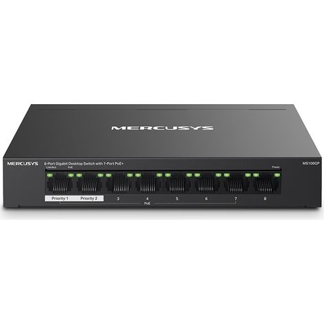 SWITCH DESKTOP MS108GP UNMANGED POE 8P GIGABIT RJ45 4POE+ FINO 65W