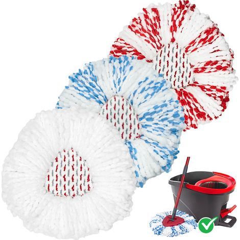 Serpillères de Rechange Microfibre, Balais Serpillères Réutilisables pour Vileda Turbo 3 en 1 EasyWring&Clean Spin Mop Têtes de Balai Serpillères Rechange Lavables Chiffons 3 Pièces (1/5)