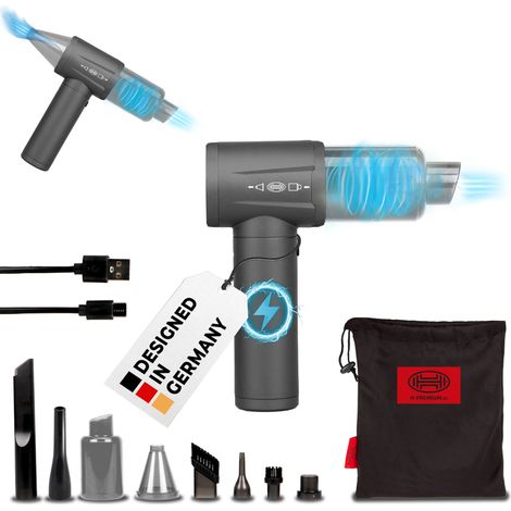 HEYNER® Akku Auto Staubsauger - 6.500 Pa I Staubgebläsefunktion + Bürstenloser Motor + 4 Geschwindigkeitsstufen + Waschbarer HEPA-Stahl-Filter + Inkl. Tasche & Ladekabel I Mini Handstaubsauger