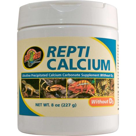 Zoo Med Repti Calcium - Integratore per rettili e Anfibi, Carbonato di Calcio Puro per Rettili Senza Vitamina D3-8 oz /227 g (1/2)
