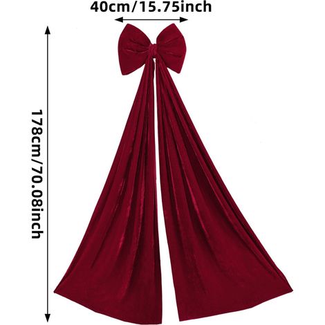 Ribbon - Velours Rouge - 40,6 cm x 177,8 cm - Décoration Arbre De Noël Fenêtre Mur - Intérieur Salon Fête - 1 Pièce (1/5)