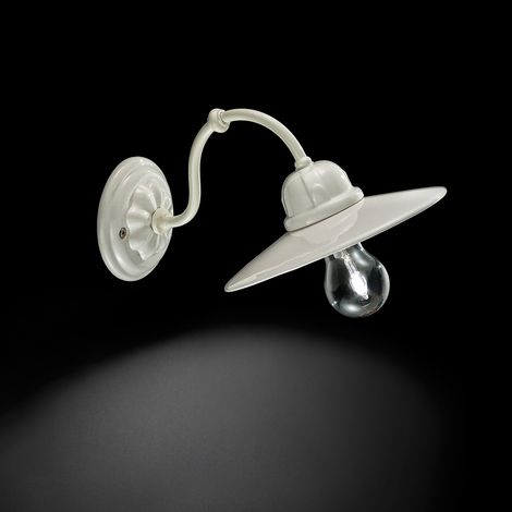 Applique Vintage B&W Metallo Smaltato Bianco 1 Luce E27 (1/3)