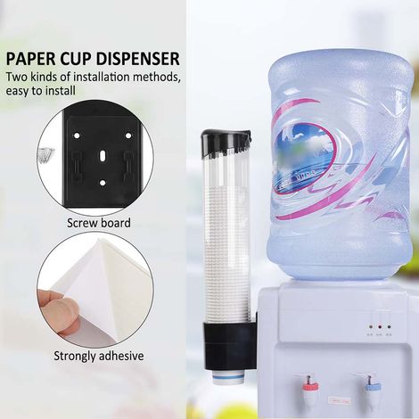 Distributeur de 60 à 80 gobelets en papier/plastique, porte-gobelet à un bouton (noir) (1/5)