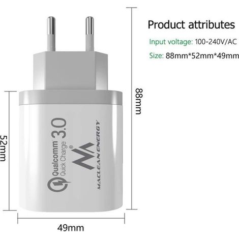Chargeur Secteur Usb Universel Qc 3.0 3Xusb Mce479 Blanc (1/5)
