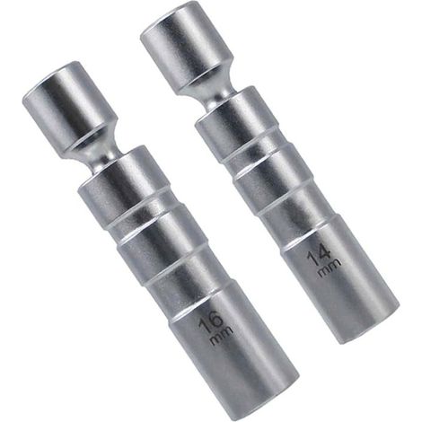 Douille bougie 14mm / clé à bougie 16mm, 2 pièces de clé à bougie, outil spécial pour automobiles, douille à bougie pivotante à paroi mince 12 pans 3/8 pouces CR-V – OUYLAF (1/5)