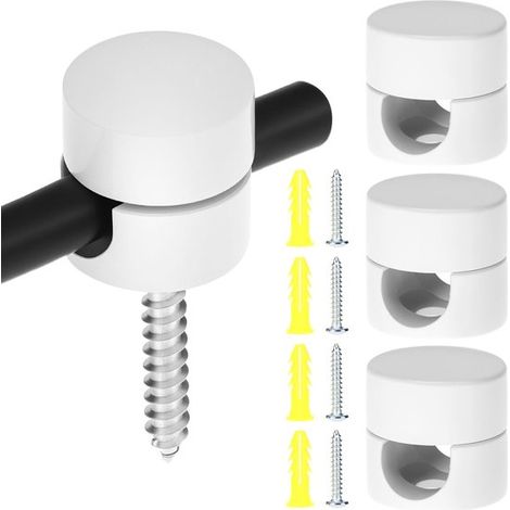 Juego de 4 soportes de pared y techo para cables textiles (Ø16 mm) - Blanco - Incluye material de montaje (1/5)